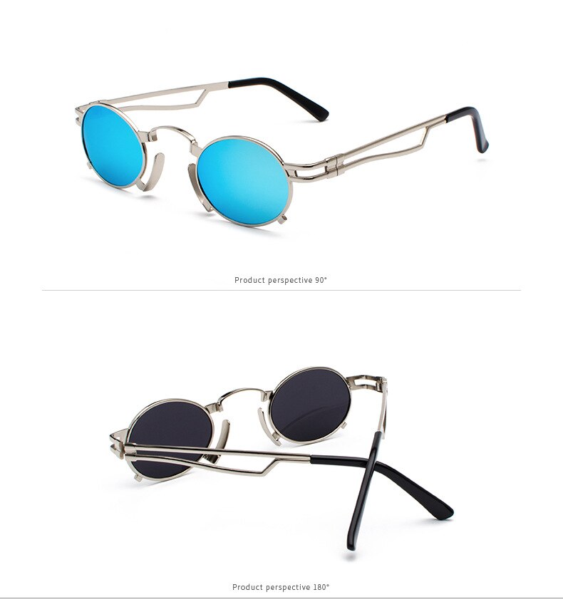 Title 5, Metal oval sunglasses for men and women. UV pro...