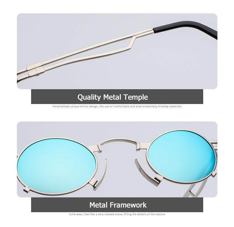 Title 20, Metal oval sunglasses for men and women. UV pro...