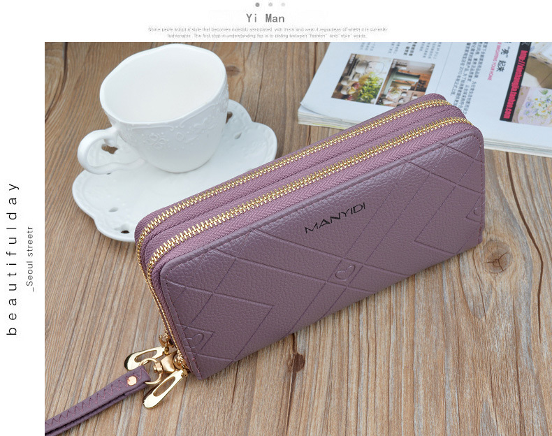 Title 7, Ladies Double Zipper Clutch Purse, Double Layer...