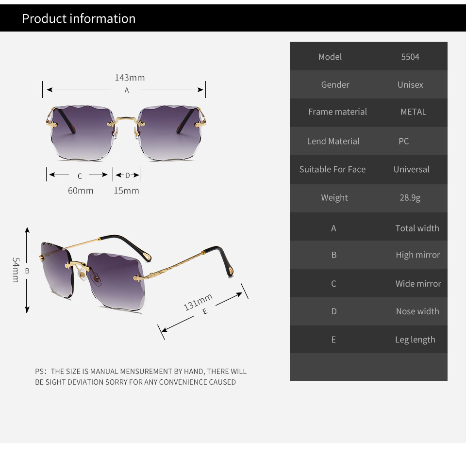 Title 2, Frameless square sunglasses