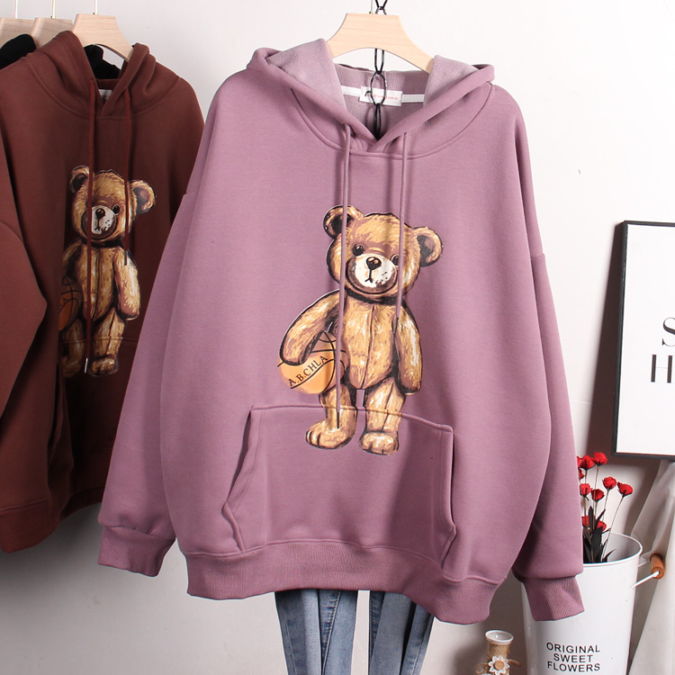 Title 7, Thickened Cartoon Bear Pullover Ladies Sweater