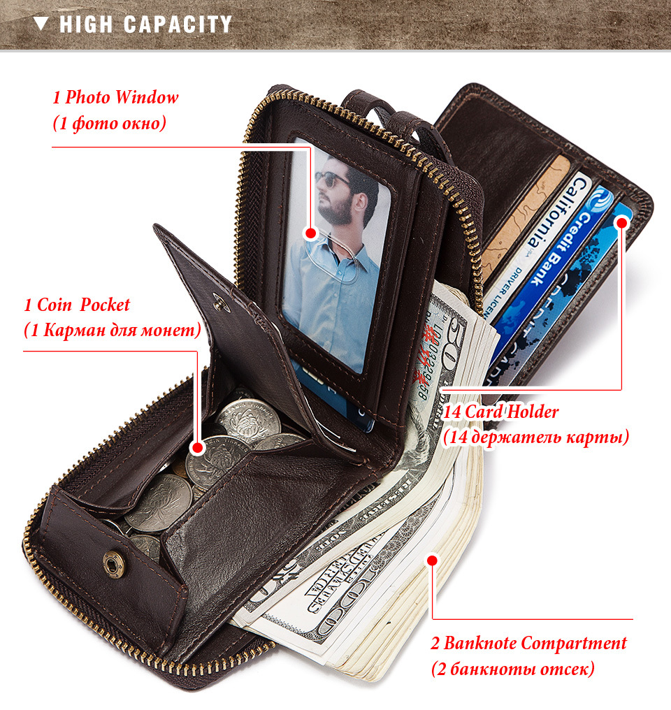 Title 10, Anti-theft Brush Mens Leather Short Wallet, Se...