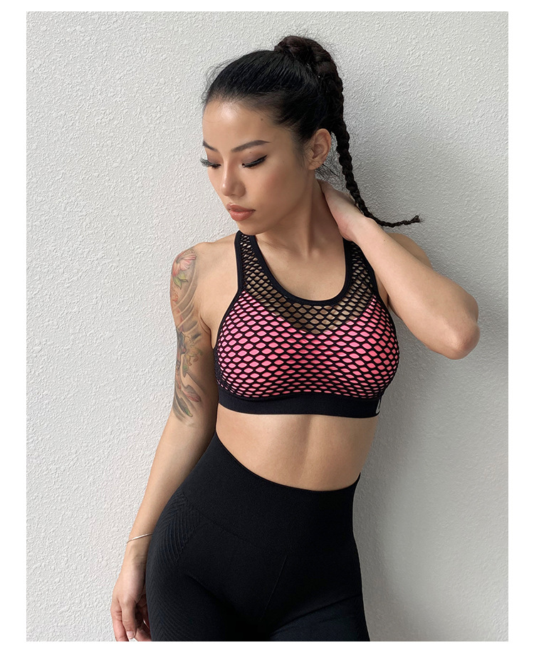 Title 5, Mesh Hollow Out Breathable Yoga Bras Sports Bra...