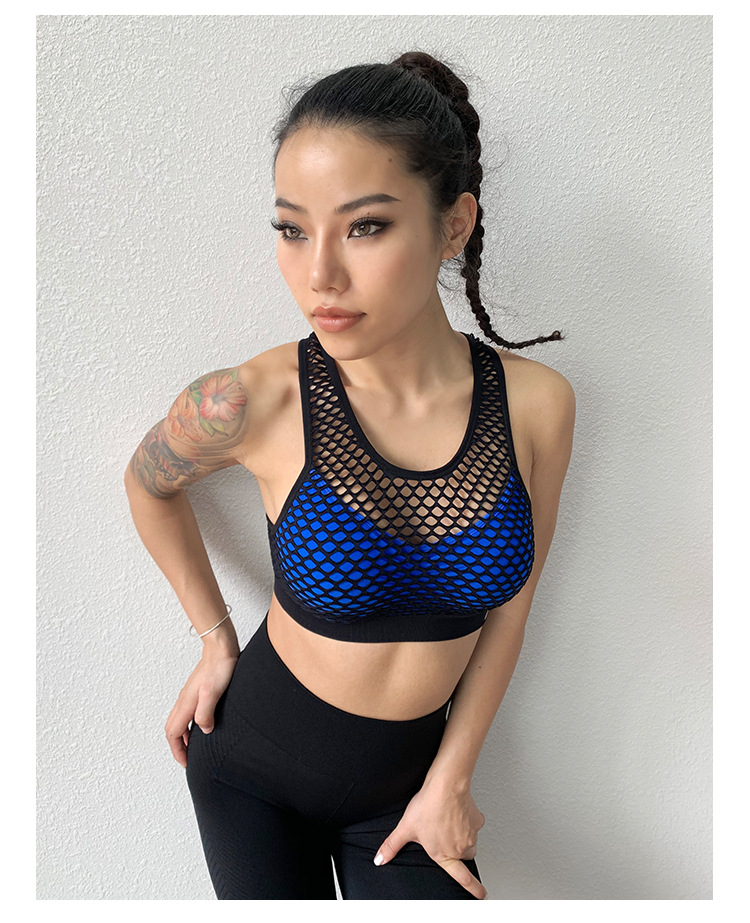 Title 7, Mesh Hollow Out Breathable Yoga Bras Sports Bra...