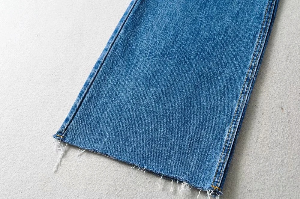 Title 7, High Waisted Raw Edge Wide Leg Mopping Denim Tr...