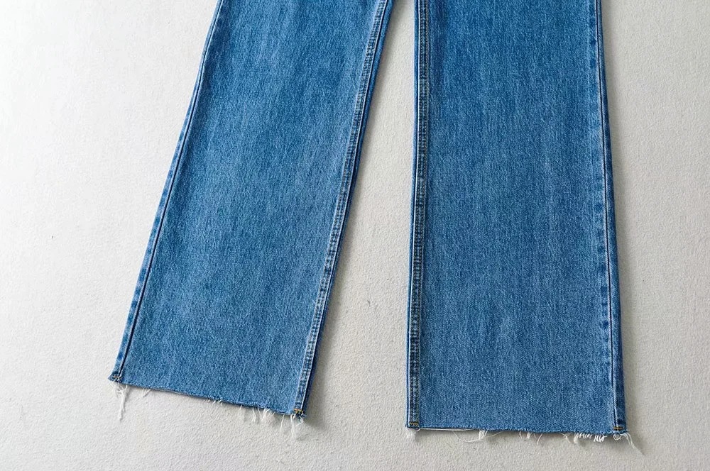 Title 8, High Waisted Raw Edge Wide Leg Mopping Denim Tr...