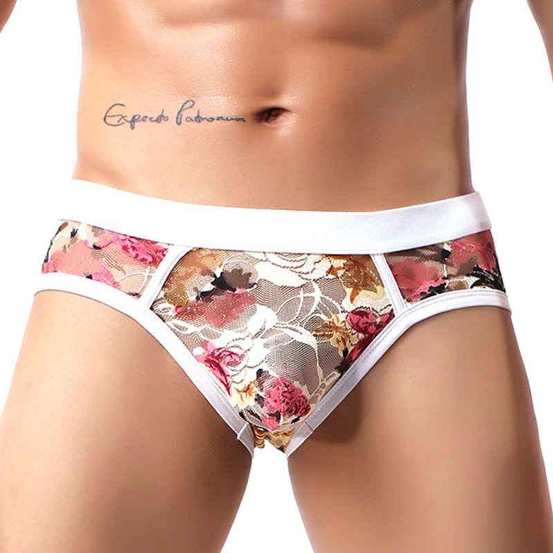 Title 7, Ice silk sexy transparent lace mens printed me...