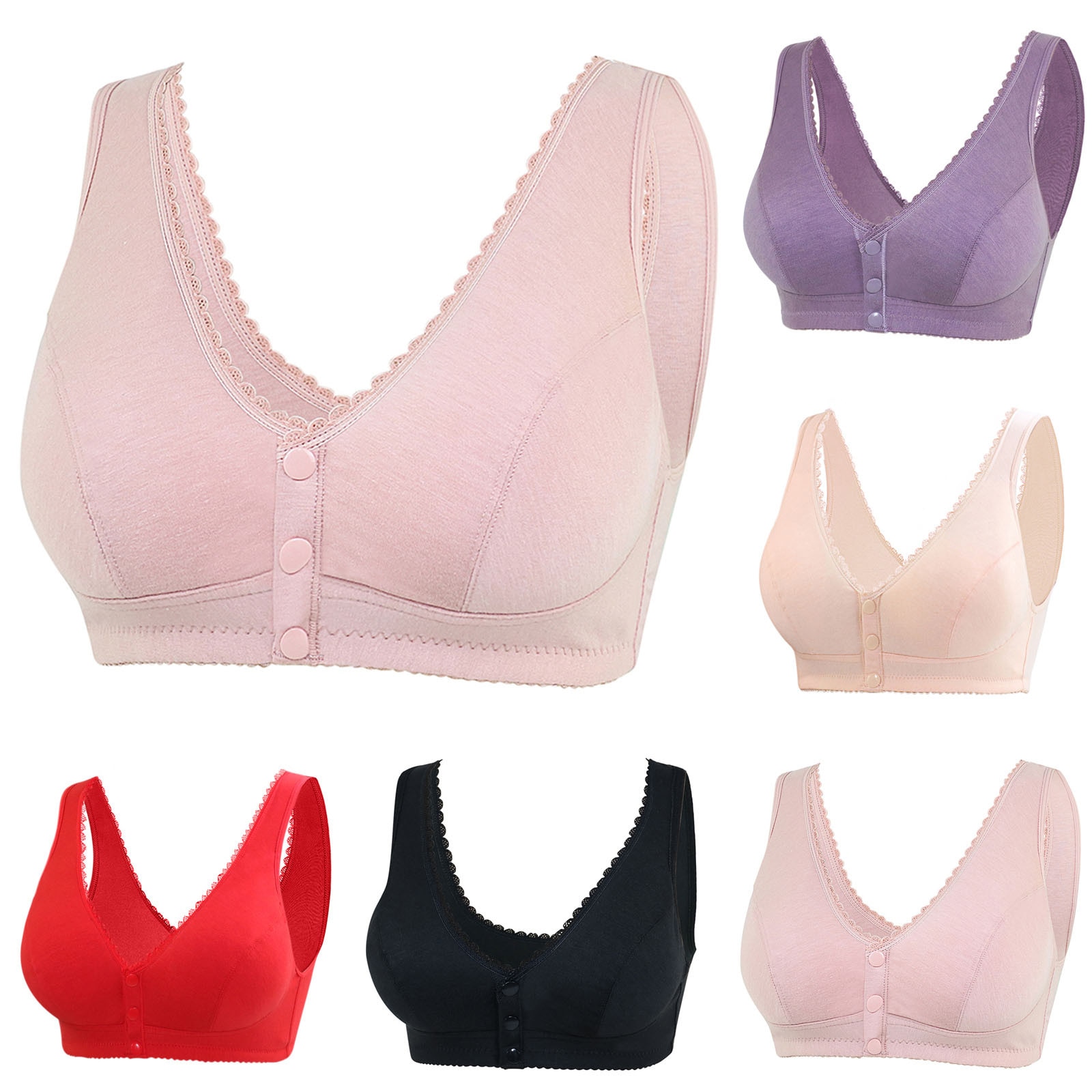 Title 1, Cotton front button bra without steel ring beau...