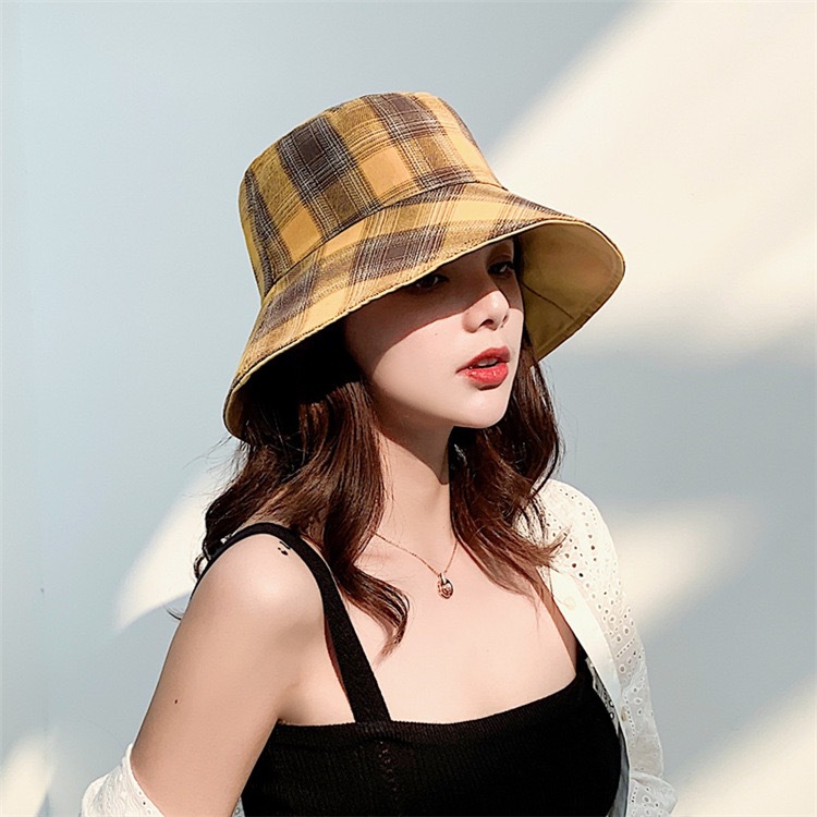 Title 13, Plaid fisherman hat summer literary double-sided