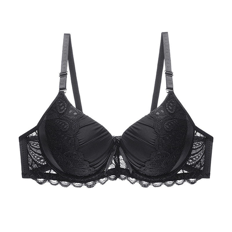 Title 1, Sexy solid color gathered lace bra offers ultim...