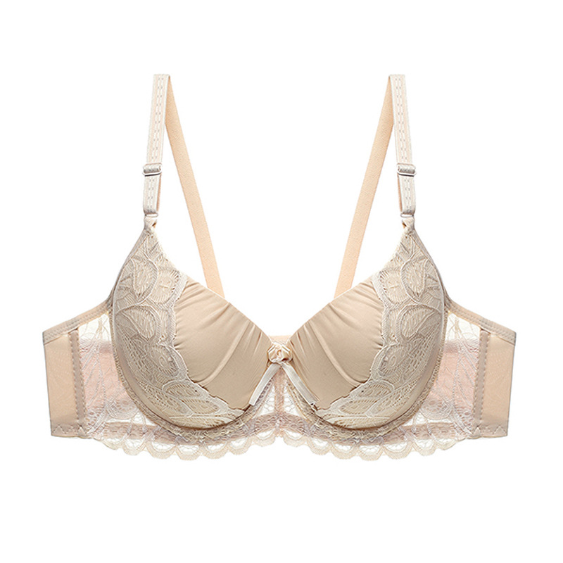 Title 5, Sexy solid color gathered lace bra offers ultim...