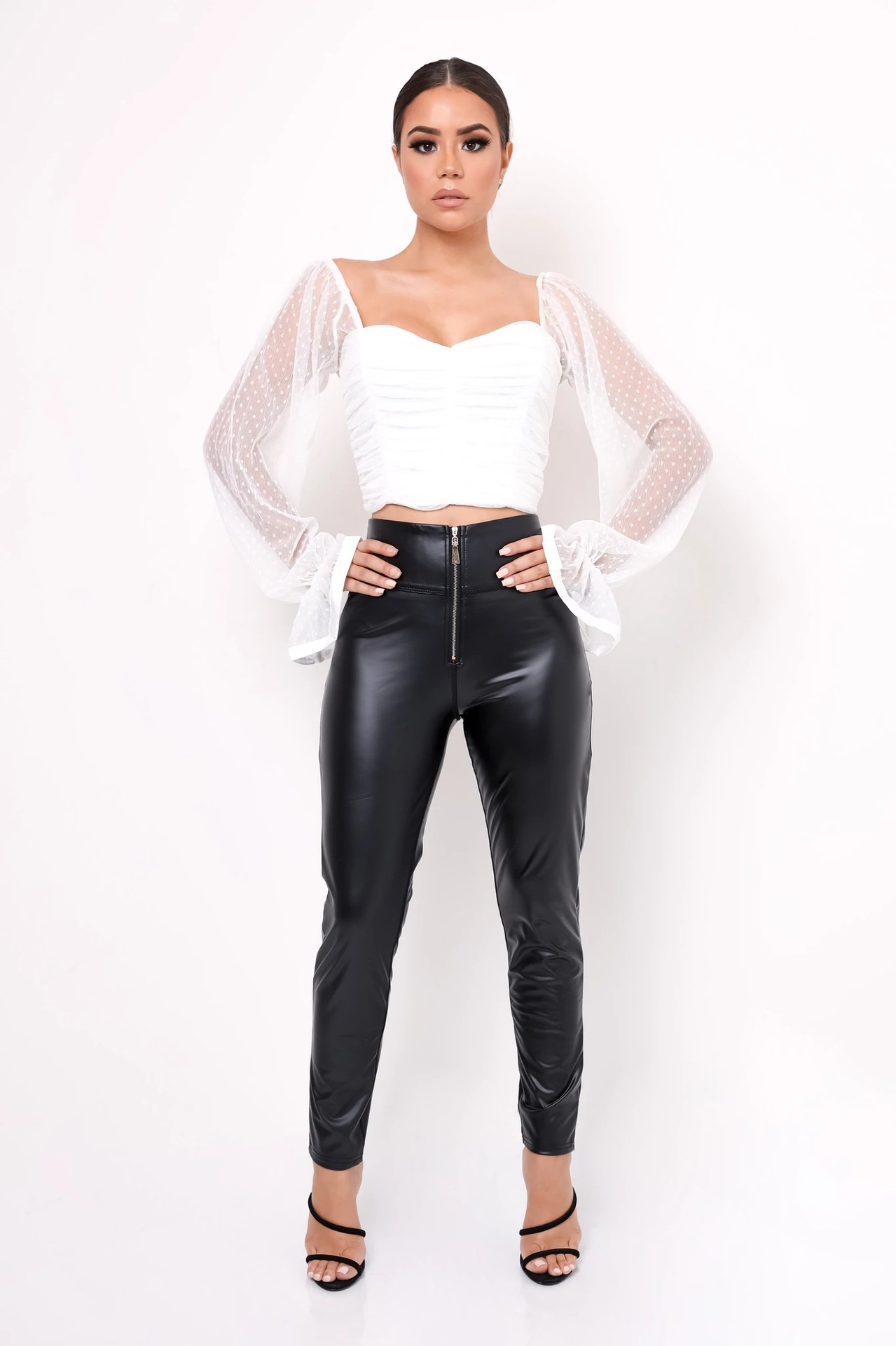 Title 10, Chiffon Mesh Gauze Dot Wrap Top