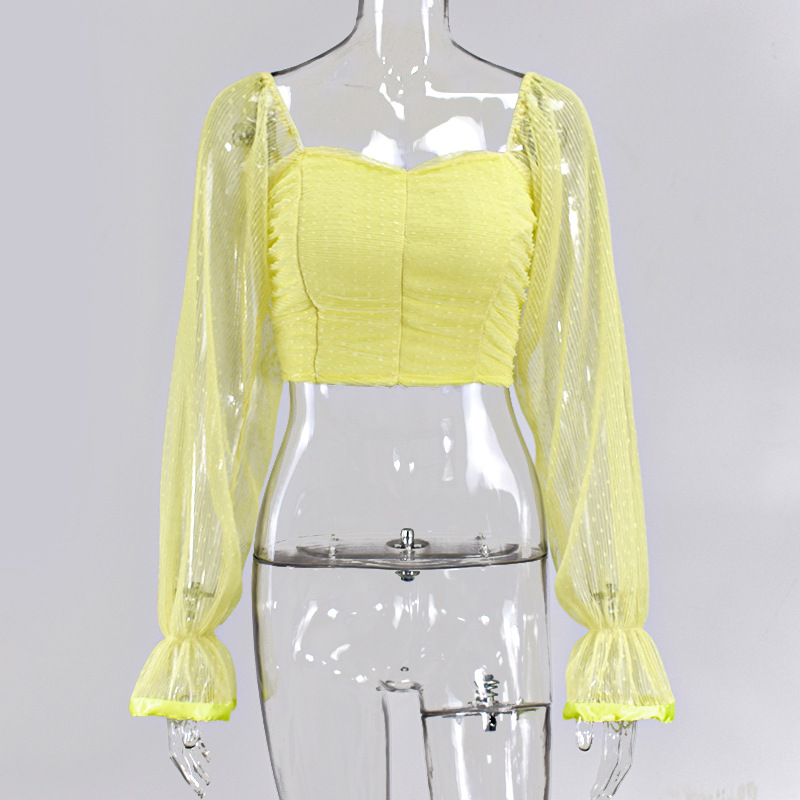 Title 52, Chiffon Mesh Gauze Dot Wrap Top