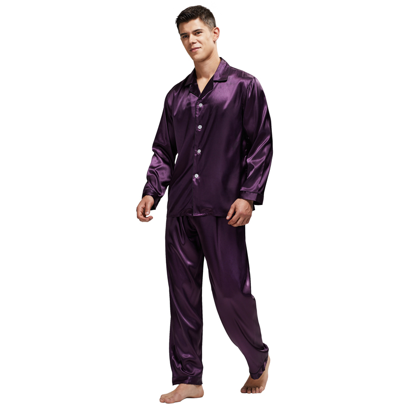 Title 10, Conjunto de pijama de seda manchada para hombre...