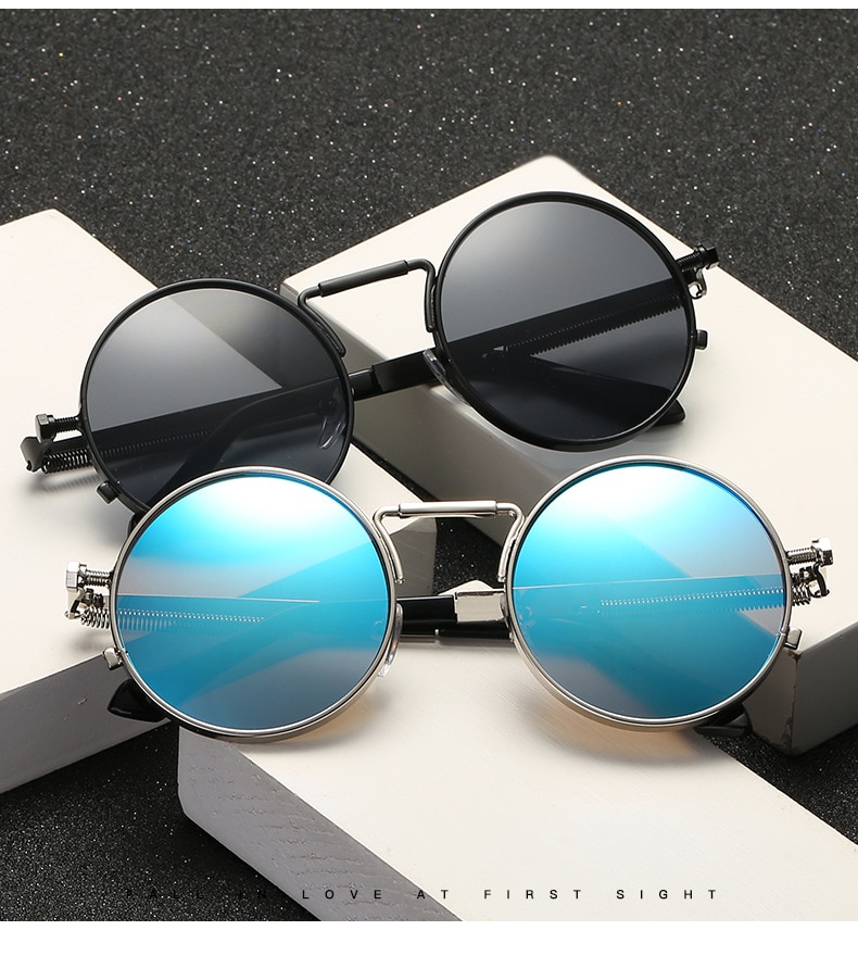 Title 1, New spring mirror leg sunglasses Metal round fr...