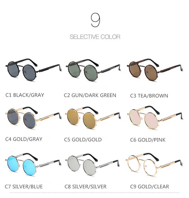 Title 5, New spring mirror leg sunglasses Metal round fr...