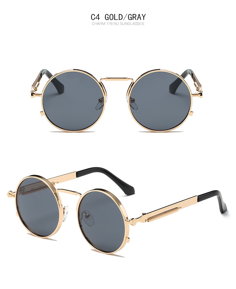 Title 10, New spring mirror leg sunglasses Metal round fr...