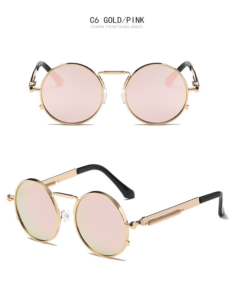 Title 12, New spring mirror leg sunglasses Metal round fr...