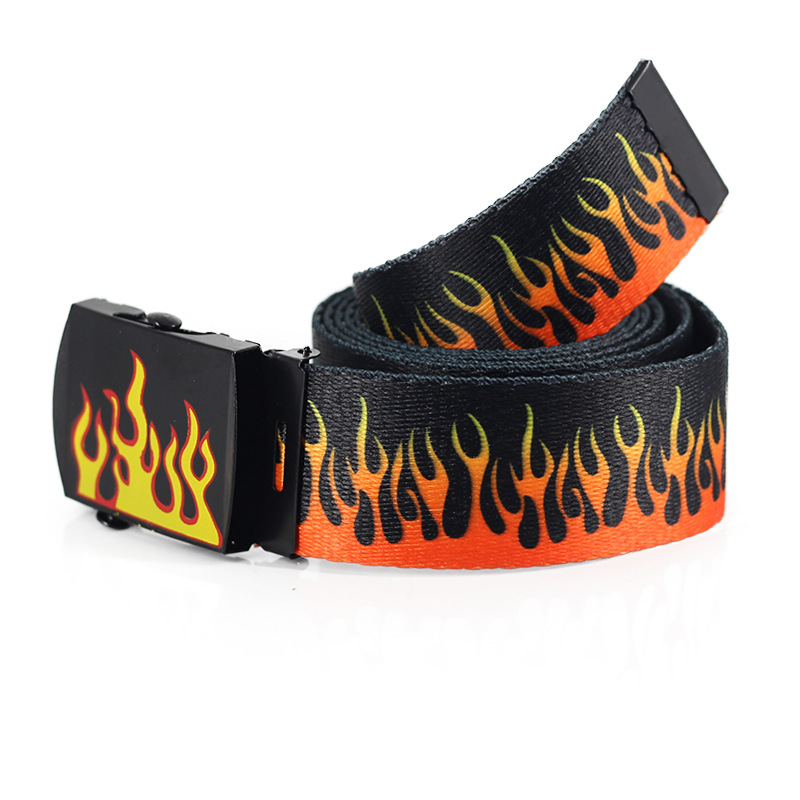 Title 2, Flame print canvas belt for men and women. Dura...