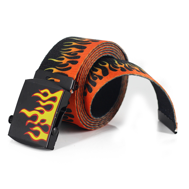 Title 4, Flame print canvas belt for men and women. Dura...