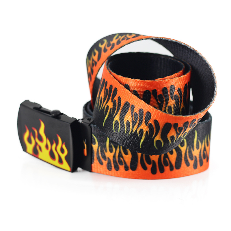 Title 5, Flame print canvas belt for men and women. Dura...