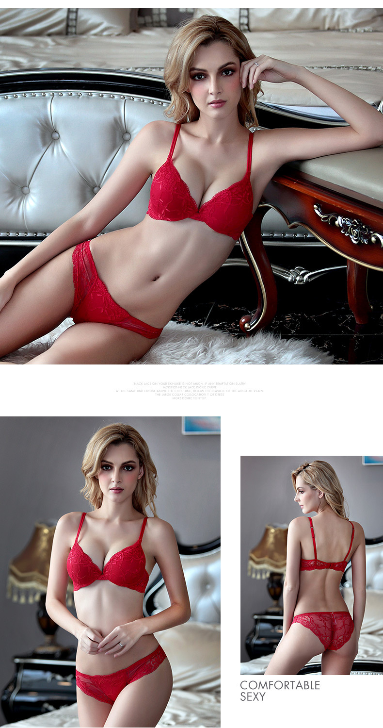 Title 3, Deep V small chest gathered bra set