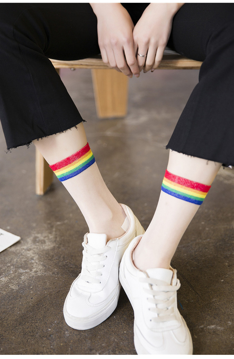 Title 7, Rainbow striped crystal stockings