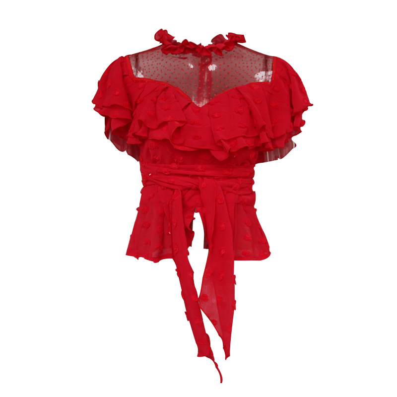 Title 1, Lace ruffled shirt elevates your style with del...