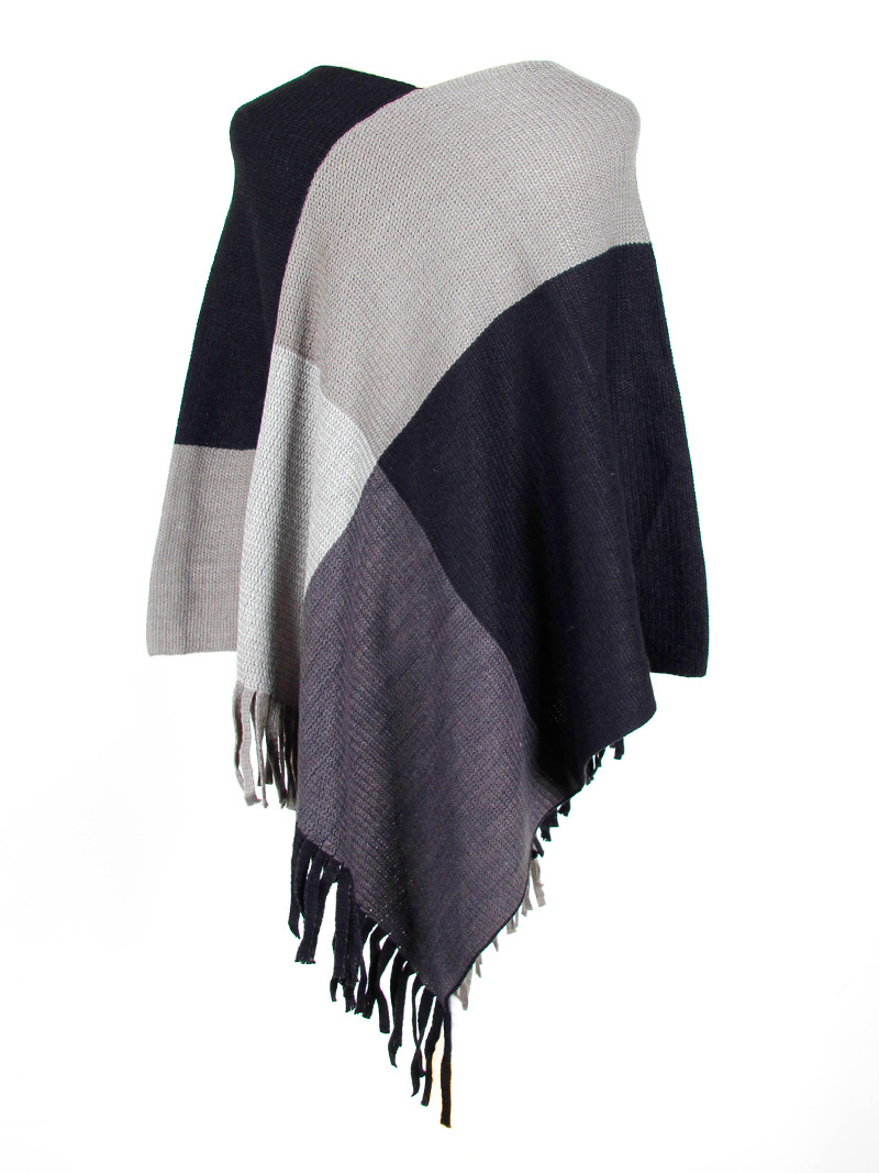 Title 14, Damen Cape Schal mit Fransen und Colorblock Man...