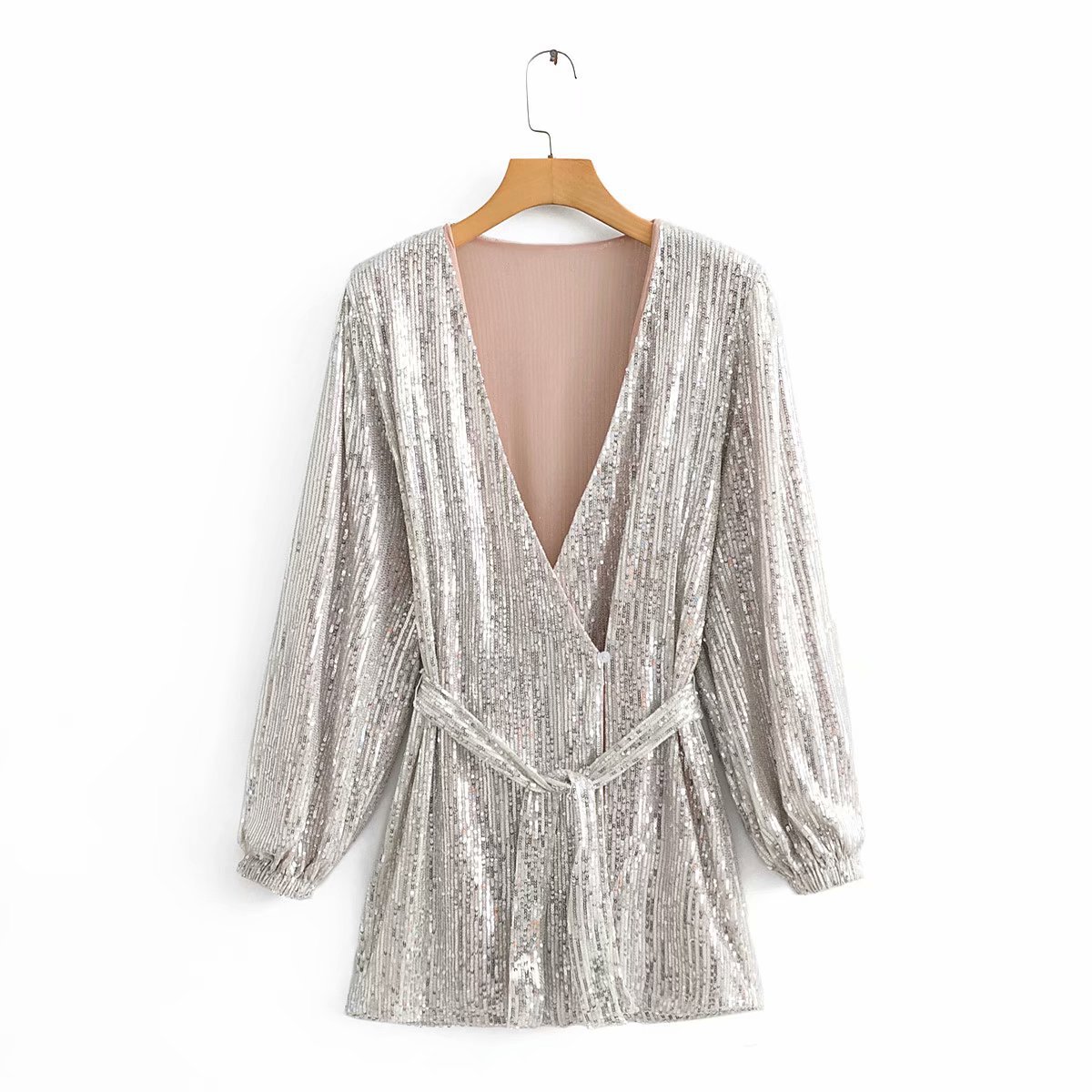 Title 11, Sequined V-neck dress with long sleeves