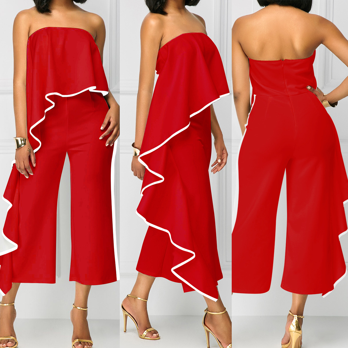 Title 3, One shoulder wide leg pants