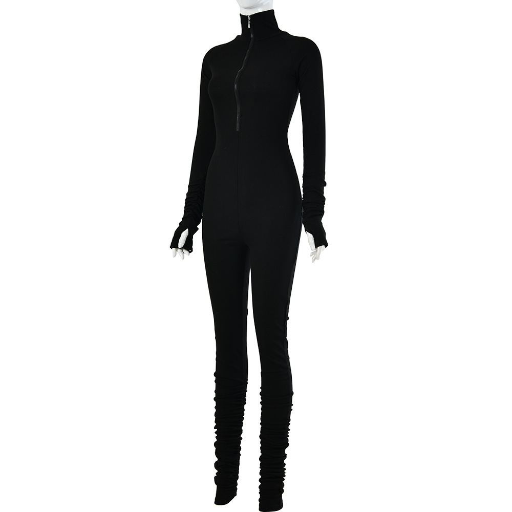 Title 15, Womens skinny solid color jumpsuit, a versatil...