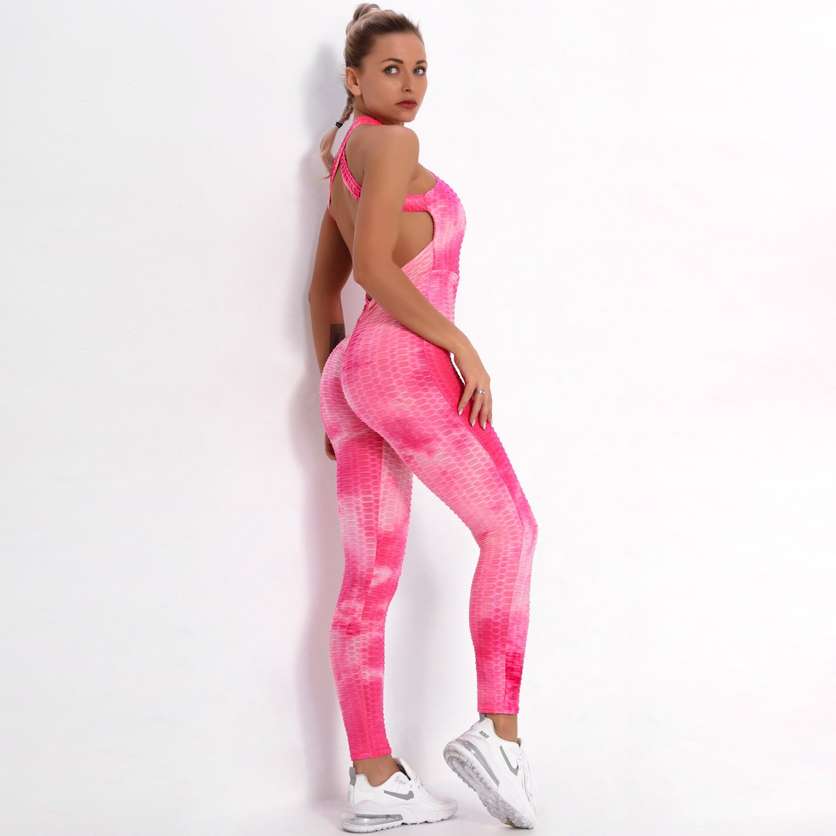 Title 8, Shaping Tie Dyed Jacquard Sports Yoga Jumpsuit