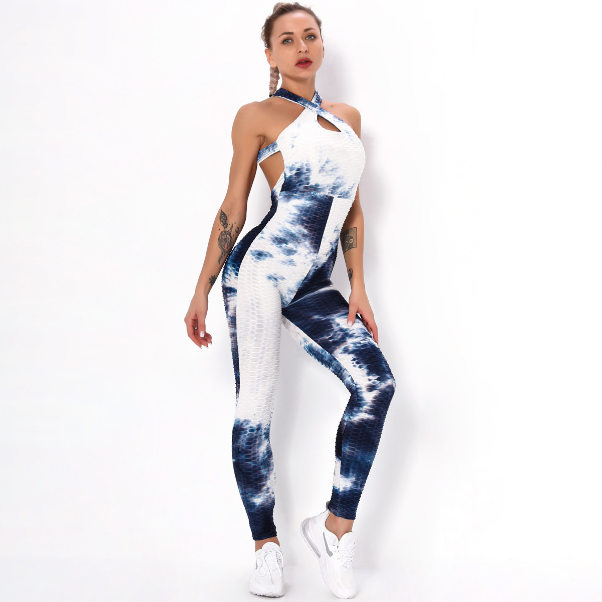 Title 19, Shaping Tie Dyed Jacquard Sports Yoga Jumpsuit