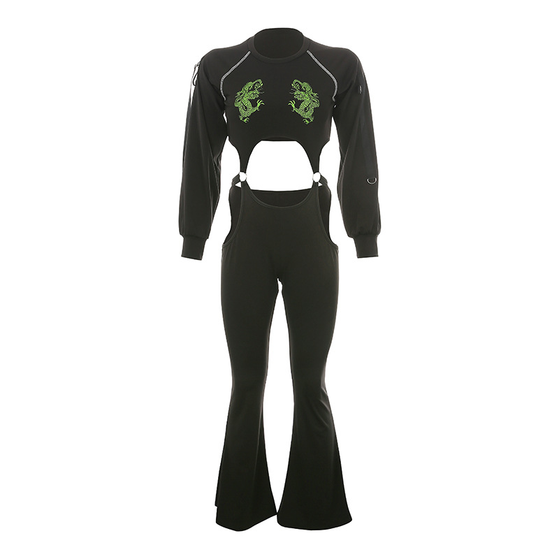 Title 12, Long embroidered long sleeve jumpsuit