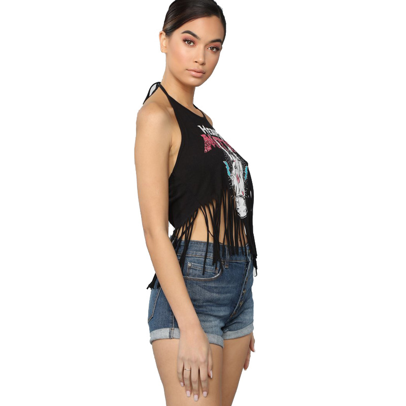 Title 20, Tassel print halter T-shirt, de perfecte zomert...