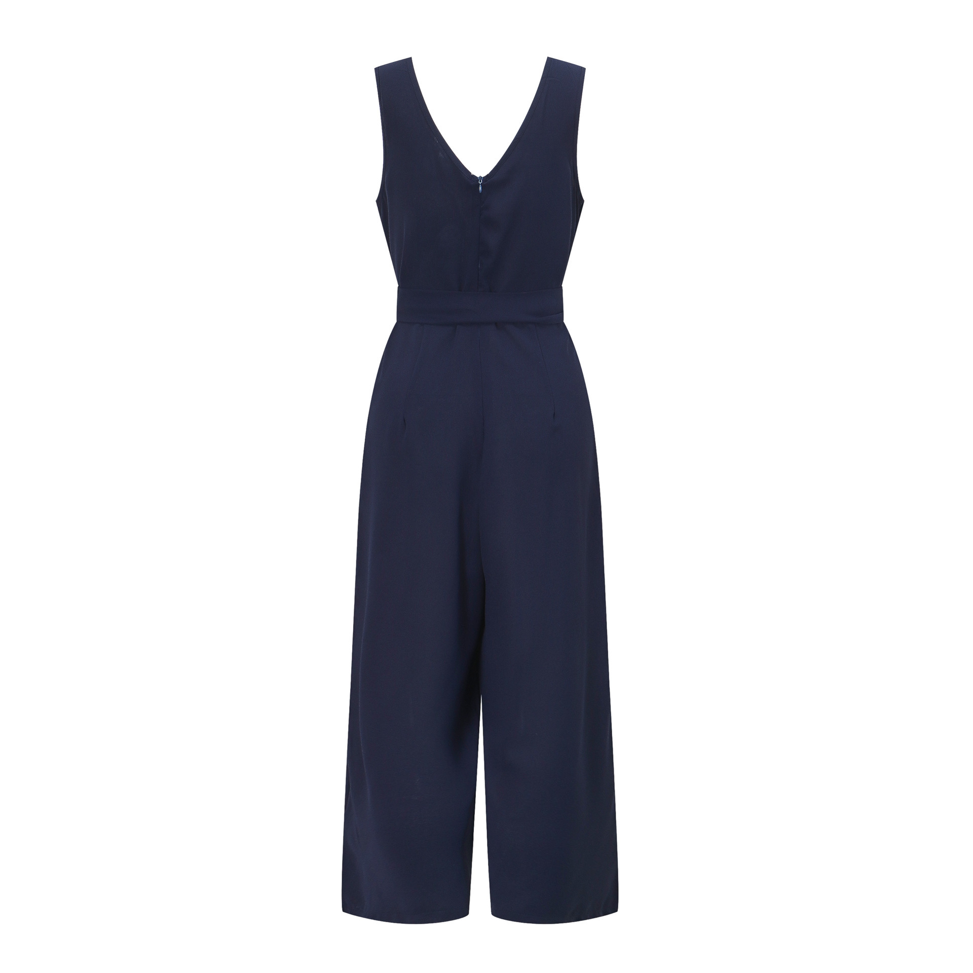 Title 12, V-neck halter buttons with belt jumpsuit