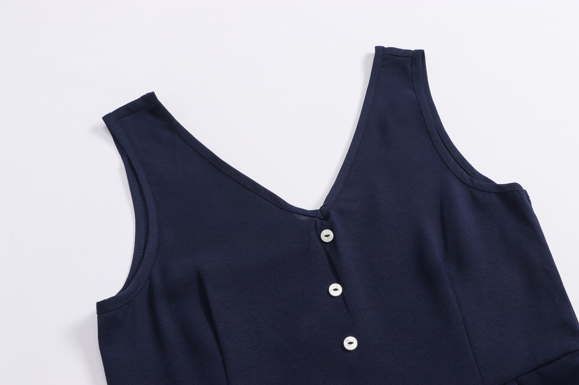 Title 17, V-neck halter buttons with belt jumpsuit