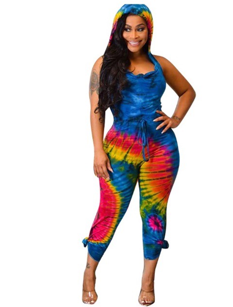 Title 6, Sneldrogende tie-dye kleurrijke jumpsuit