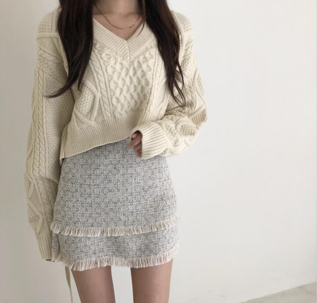 Title 6, Naughty Cute Twist Back Tie Sweater + Tassel Skirt