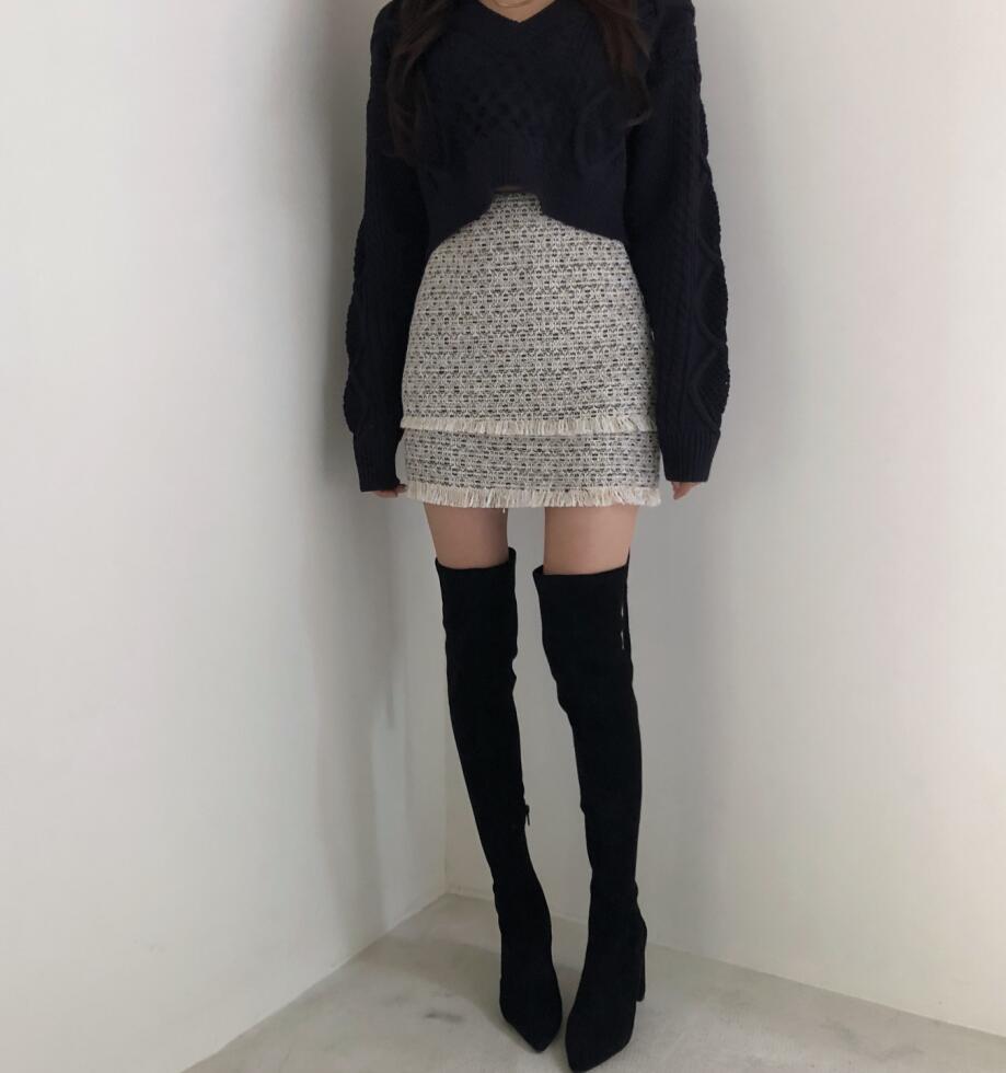 Title 15, Naughty Cute Twist Back Tie Sweater + Tassel Skirt