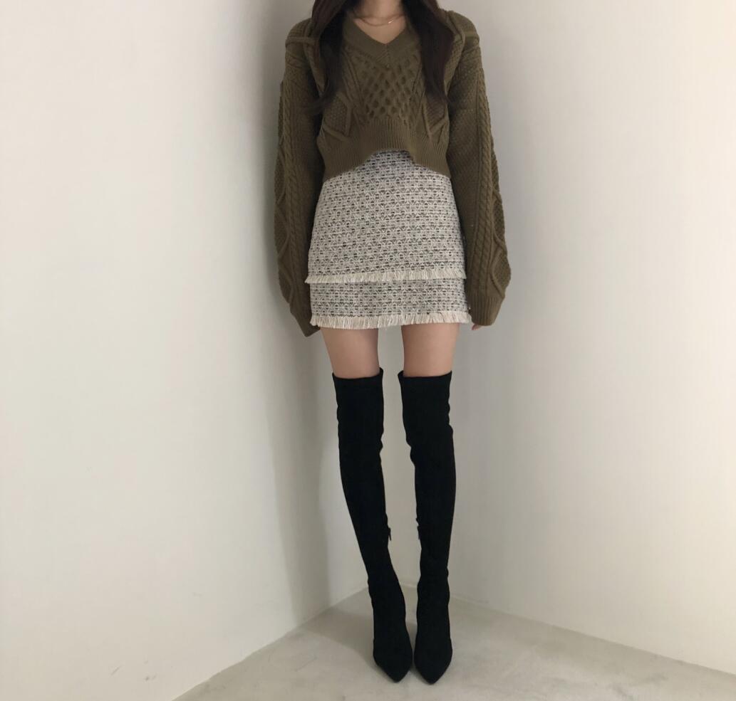 Title 22, Naughty Cute Twist Back Tie Sweater + Tassel Skirt