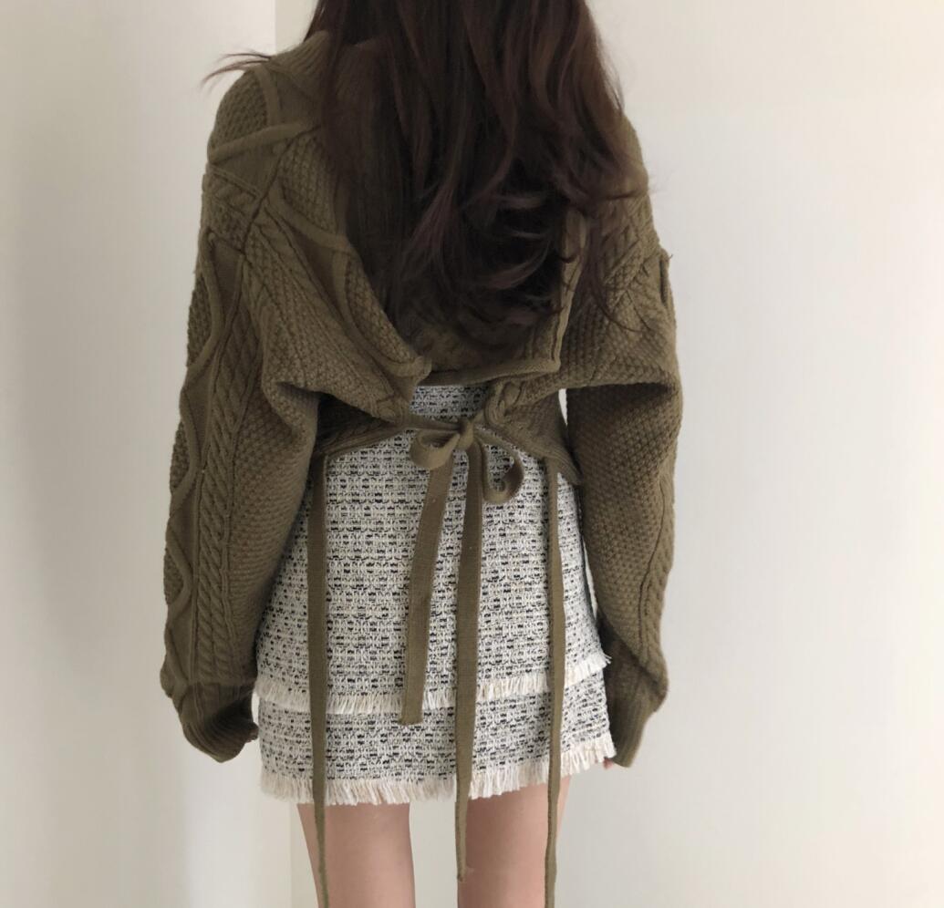 Title 24, Naughty Cute Twist Back Tie Sweater + Tassel Skirt