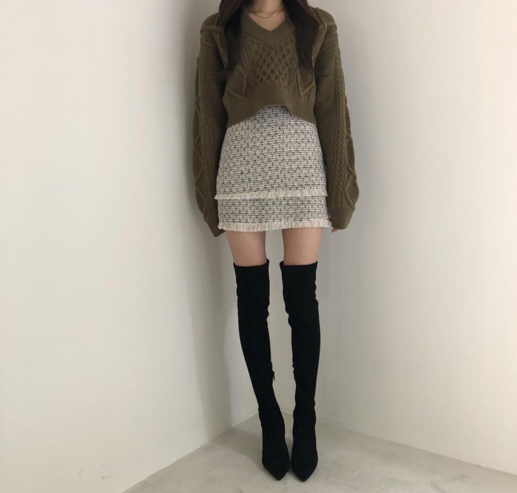 Title 26, Naughty Cute Twist Back Tie Sweater + Tassel Skirt