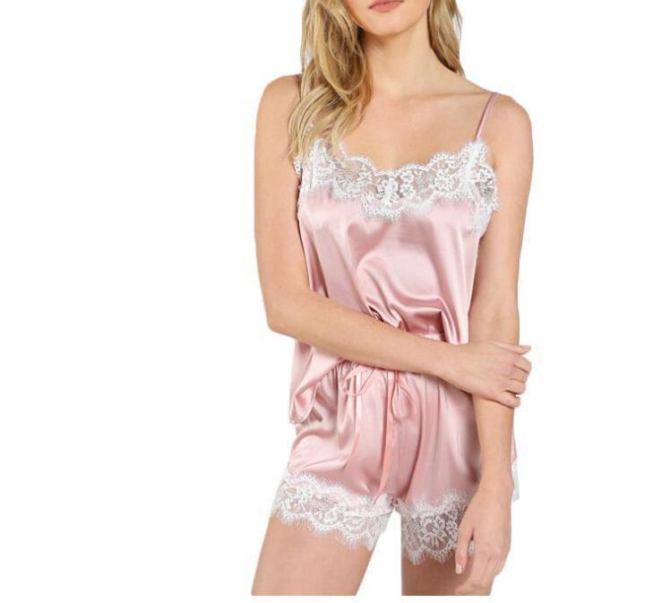 Title 5, Lace Trim Satin Sleeveless Sleepwear