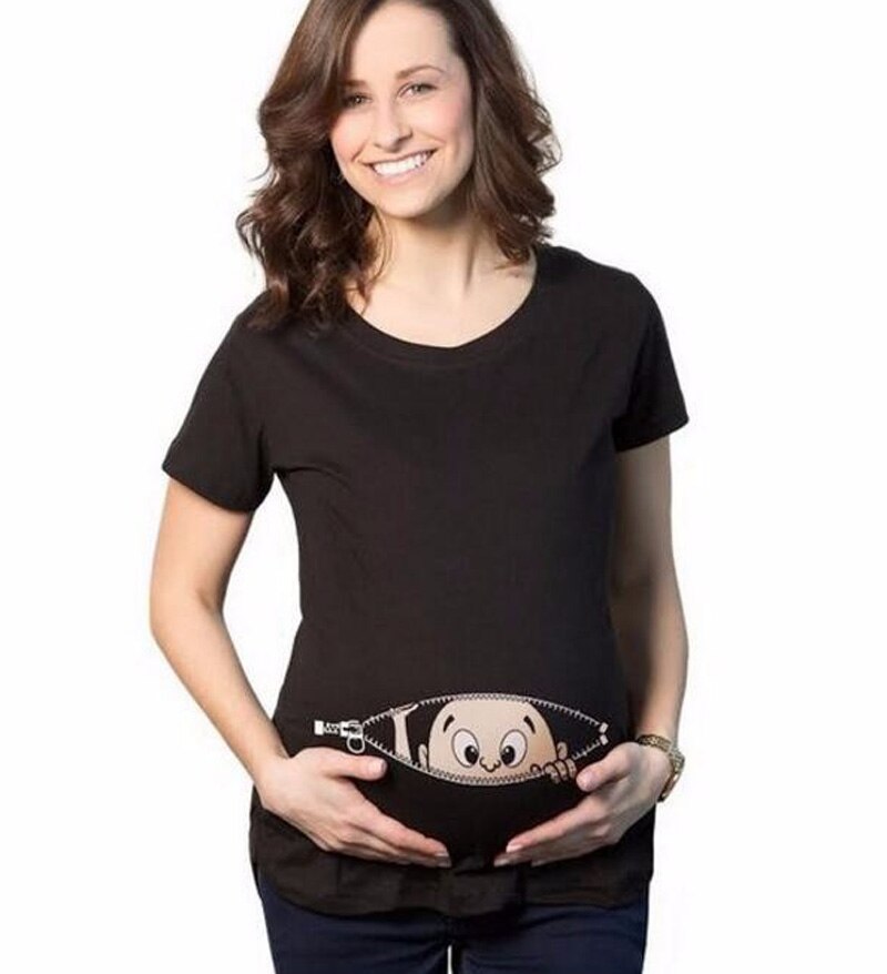 Title 2, Maternity T-shirt with printed round neck