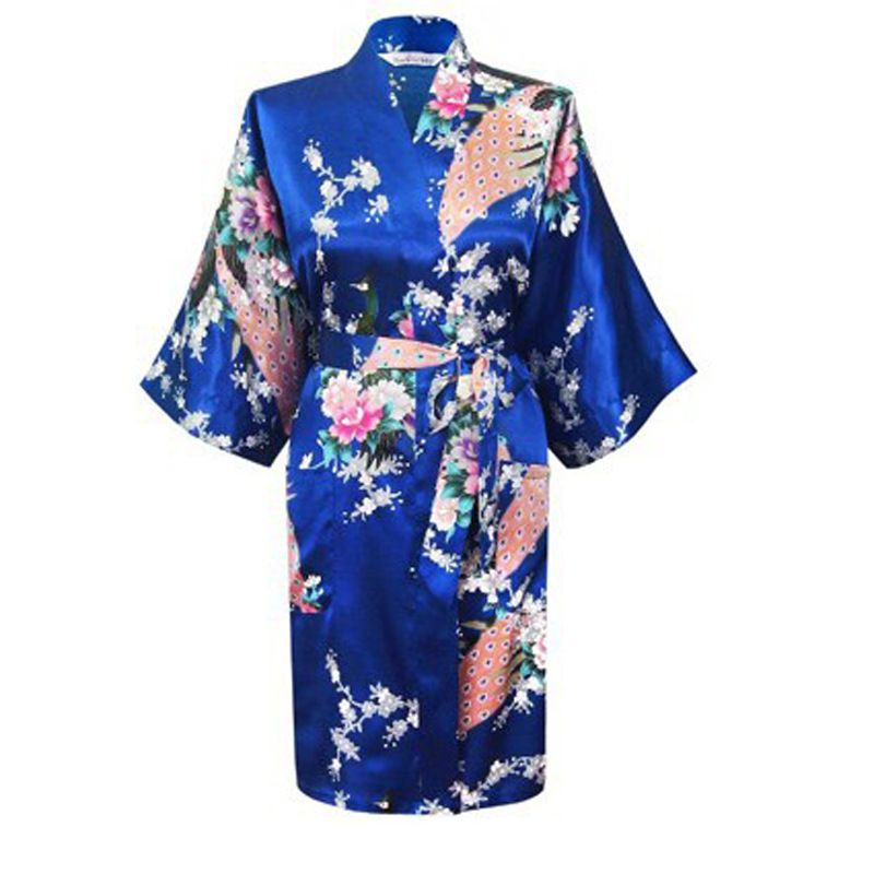 Title 5, Silk nightgown peacock nightgown sexy cardigan