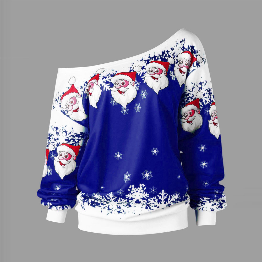 Title 1, One-shoulder Santa Claus sweater