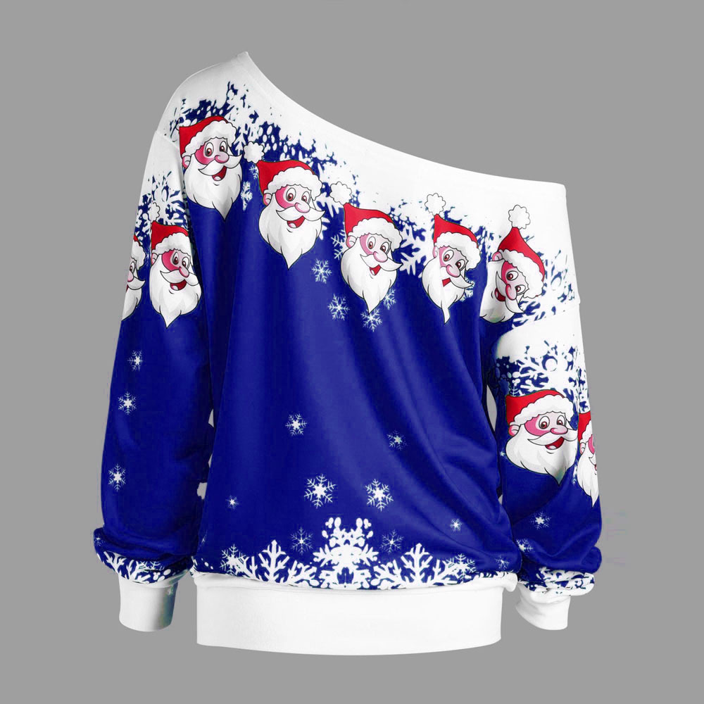 Title 2, One-shoulder Santa Claus sweater