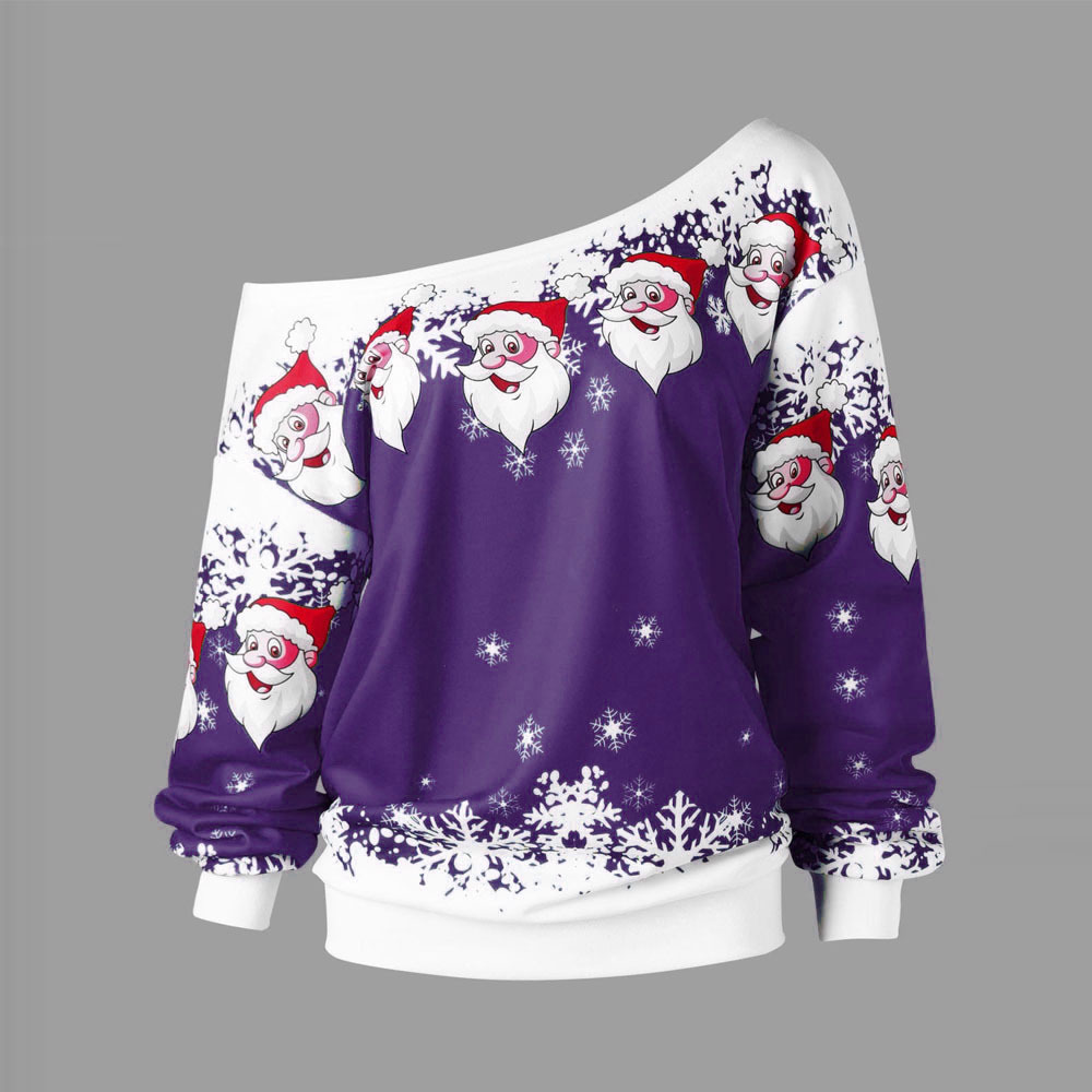 Title 3, One-shoulder Santa Claus sweater